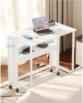 No "31.5"" Modern Folding Computer Desk with Power Outlets"