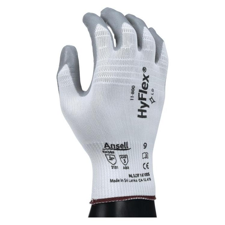 Ansell Handschuhe HyFlex 11-800 Grösse 9 weiss/grau EN 388 PSA-Kategorie II (9) (11-800-9)