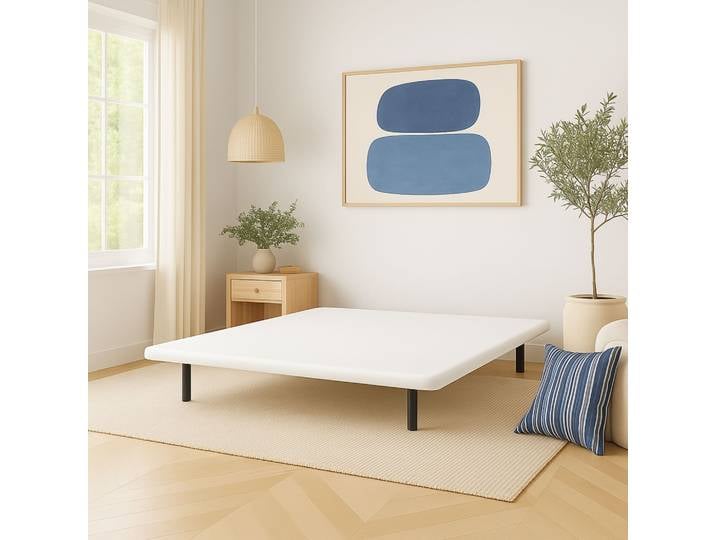 Cache-sommier 140x190 blanc jersey pour cadre à lattes