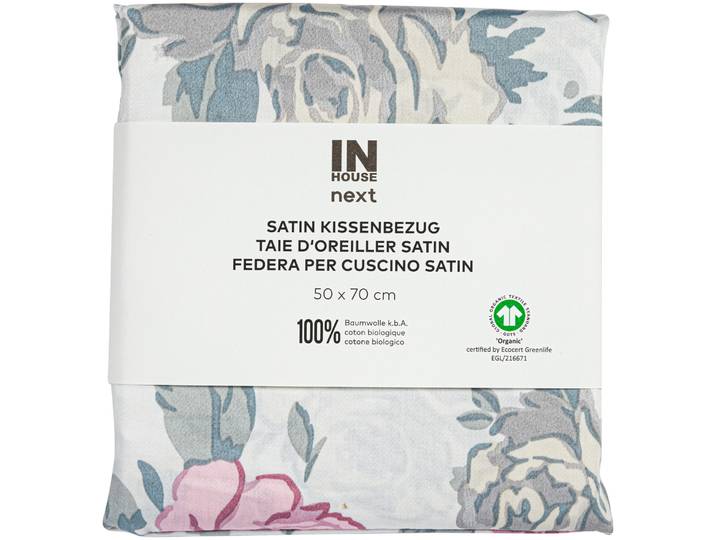 Inhouse Kissen Gots Satin 50x70 Rosen weiss