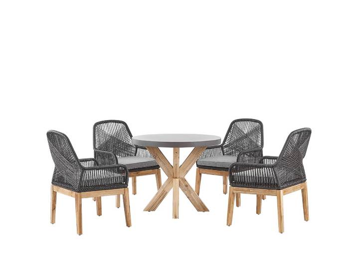 GARTENMÖBEL SET 4-Sitzer Faserzement grau 90 cm schwarz/grau Olbia