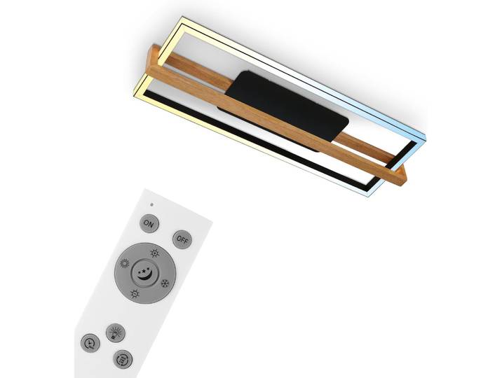 CCT LED Plafonnier\, noir\, avec bois\, LED/50W