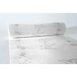 MANK Tischläufer aus Airlaid - Hochzeit in Hellgrau-Silber 40 cm x 24 m , 1 Stück - Tischtuch Tischdecke Tischband