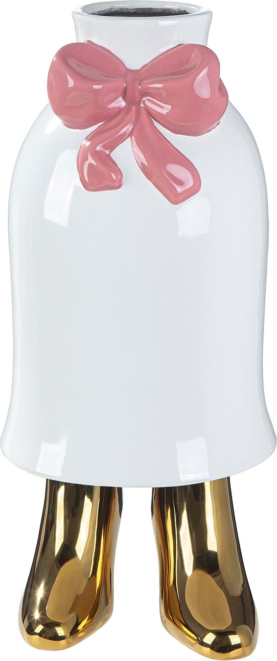 Tischvase GILDE "Vase Frau Mrs. weiss H. 36 cm", weiss (weiß), B:17cm H:36cm T:15cm, Keramik, Vasen, Tischvase, Vase, Mrs., Gesichtsvase, verspielt, feminin, Geschenkidee weiß B/H/T: 17cm x 36cm x 15cm