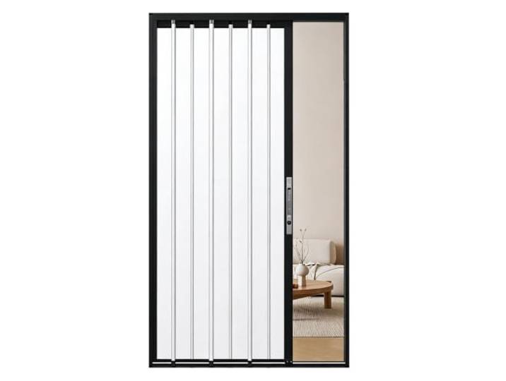 Falttür Aluminium Falttür Kleiderschrank mit Weißem Paneel & Schiene Maßgefertigte Verdunkelnde Falttür für Verschiedene Öffnungen Wohnung Schlafzimmer