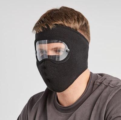 Perfect Picks Market Winter Windproof Full Face Mask With Anti Dust Shield And Anti Fog Goggles For Cycling & Skiing black