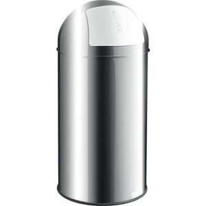 Helit Mülleimer H 24014, Push-Klappe, silber, aus Edelstahl, 50 Liter