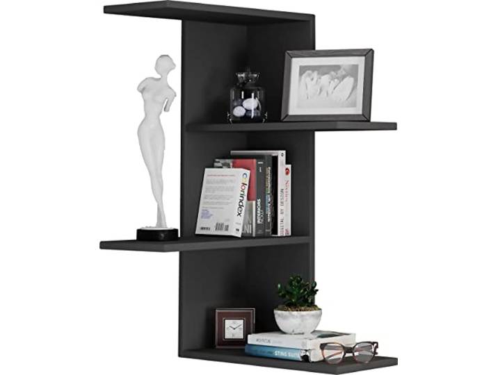 VCM Wandregal Schwarz 45x45x77 cm 3 Fächer Holzwerkstoff Wohnaccessoires