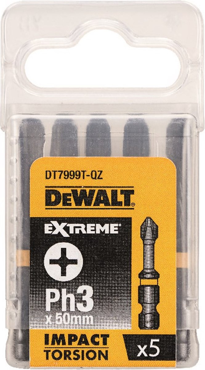 DeWALT DT7999T Extreme Impact Torsion Schroefbits PH3 50mm 5 stuks