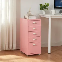 Rollcontainer Kökar mit 5 Schubladen 69x28x41 cm Rosa [en.casa]