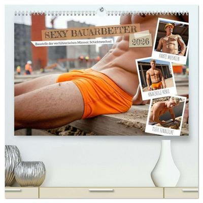 SEXY BAUARBEITER - Baustelle der verführerischen Männer, Schichtwechsel (hochwertiger Premium Wandkalender 2026 DIN A2 quer), Kunstdruck in Hochglanz