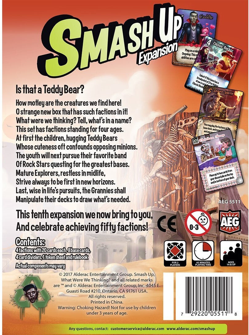 Smash Up: What Were We Thinking - Card Game Expansion for 2-4 Players, Ages 10+, by Alderac Entertainment Group