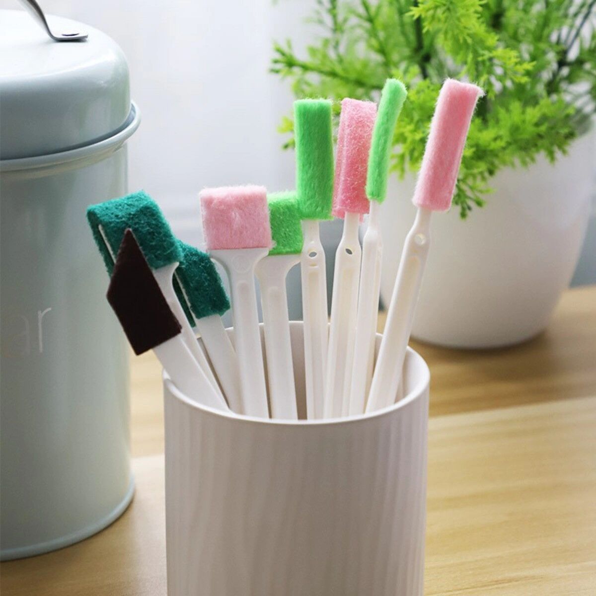 INF Set de 9 brosses de nettoyage pour interstices avec grattoir, tissu pelucheux souple et trous de suspension