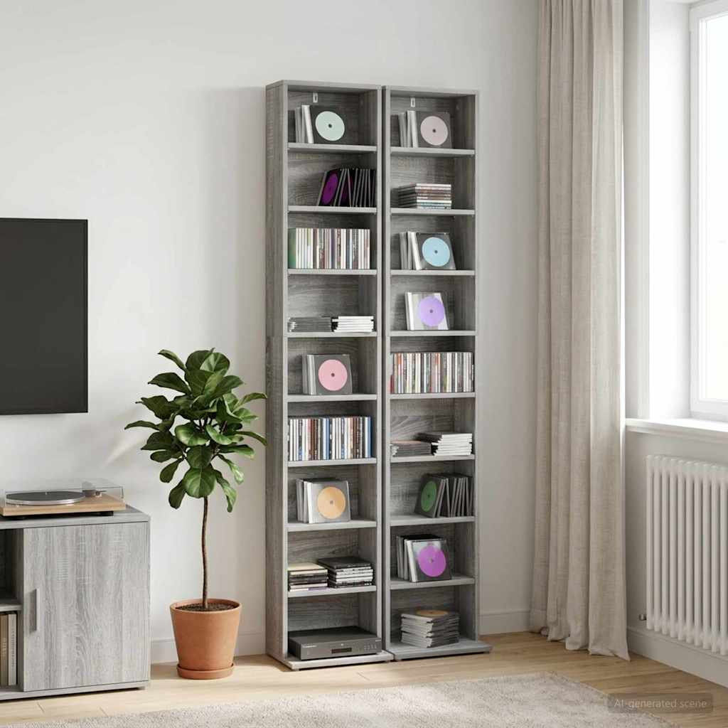 Brayden Studio 175 cm H Media Shelves Smoked Oak 175cm H X 33cm W X 23.5cm D
