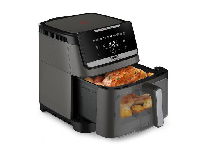 TEFAL Heissluftfritteuse Easy Fry Silence XXL , schwarz (dunkelgrau), B:33,5cm H:29,5cm T:41cm, Fritteusen, 10 Programme, Sichtfenster, Rezepte in der My Tefal App, EY846H, Heissluftfritteuse