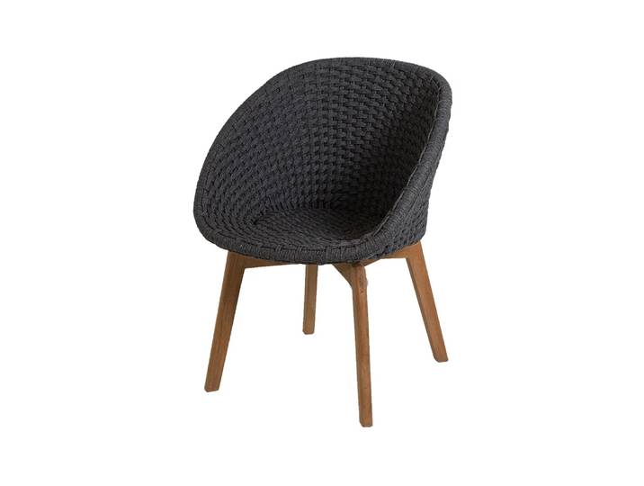 Cane-line Chaise Peacock soft rope Dark grey, teak