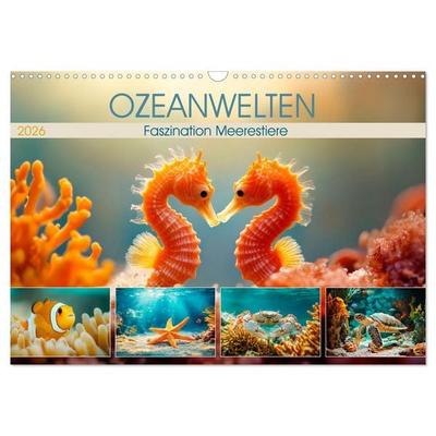 OZEANWELTEN Faszination Meerestiere (Wandkalender 2026 DIN A3 quer), CALVENDO Monatskalender