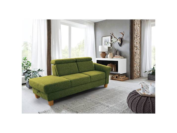 Recamiere Eustis Grün Flachgewebe Amra 194 x 84 x 93cm Longchair davorstehend rechts Modern