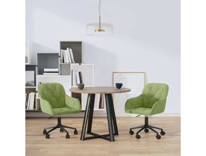 RJPLMFV Esszimmerstühle, drehbar, hellgrün, Samt, 2 Stück Höhenverstellbar, 360° drehbar, Rollen, stabiler Metallrahmen, maximale Belastung 110 kg