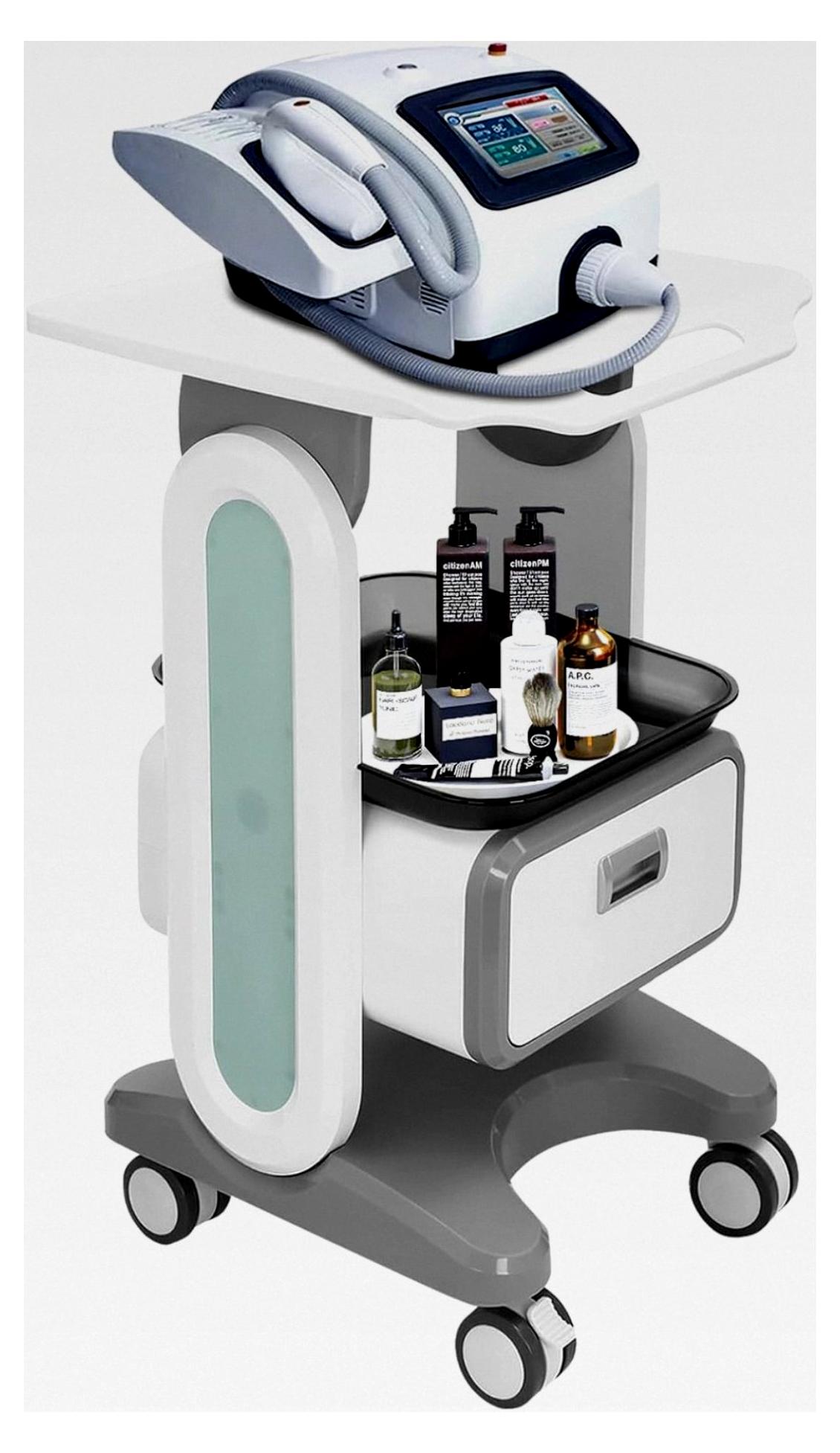 Kosmetikwagen mit Rollen, Friseurwagen für Beauty Salons, Kosmetik Trolley mit Schublade, Friseur Wagen mit 360° Bremsrollen, Tattoo Wagen für Spa und Salons (Grün, 1× Schublade)