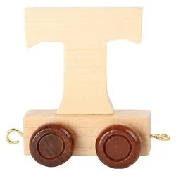 Bino, Holzbuchstaben + Stoffbuchstaben, Zuganhänger T, braune Räder
