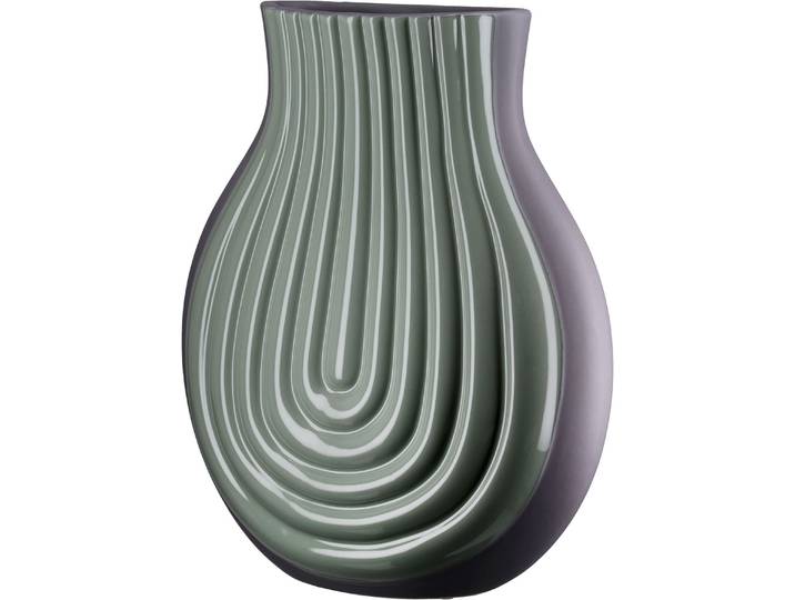 Tischvase GILDE Vase Curve , grün, B:25cm H:31cm T:14cm, Keramik, Vasen, Tischvase