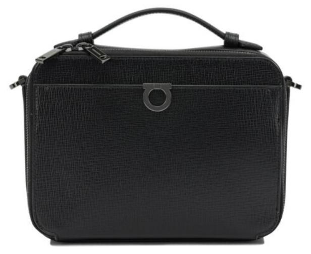 Ferragamo Umhängetasche für Herren, schwarz, Gancini-Design, aus Leder - EINZELN