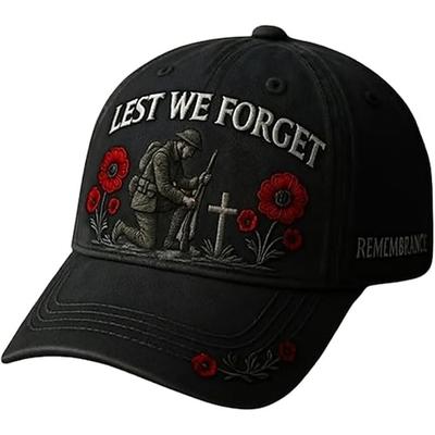 Gedenkmütze zum Memorial Day mit Mohnblumenstickerei für Veteranen, militärische Ehrung und gefallene Helden