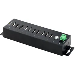 StarTech INDUSTRIAL USB 2.0 HUB (USB-B, 10 Ports), Dockingstation + USB Hub, Schwarz