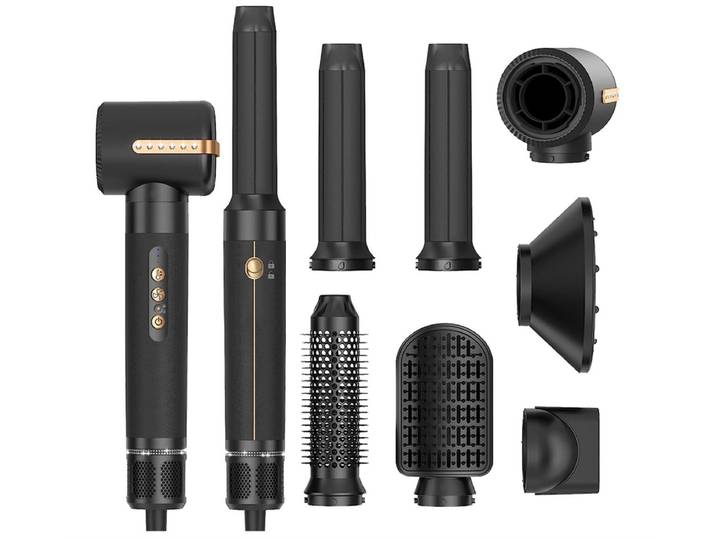 NEU: Airstyler Hairstyler Hair Dryer Brush Set 7 IN 1 Schwarz (EU Import)