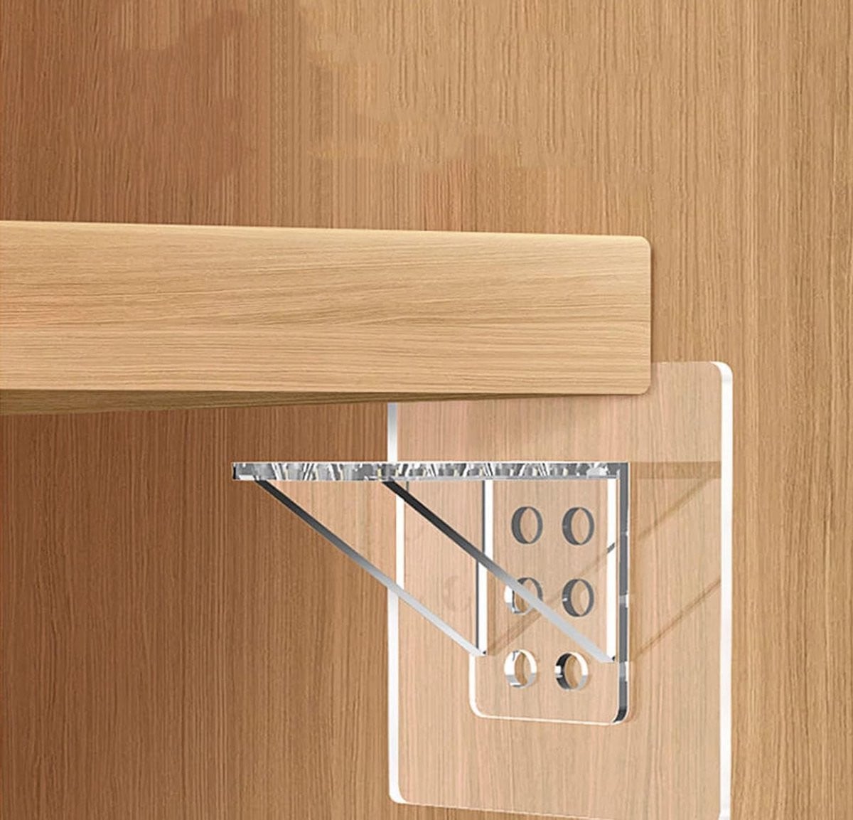 Zelfklevende Haakjes voor Kasten en Planken - Transparante Steunbeugels en Draagsteunen voor Glas en Meubels