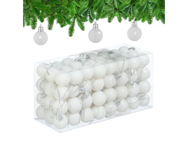 Relaxdays Boule de Noël\, en lot Pratique de 96\, pour décorer Votre Sapin comme il se Doit\, Plastique\, Blanche