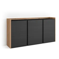 SIDEBOARD, Schwarz und Eiche, 156/35/80cm, mit Led