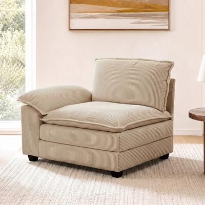 Uixe Modern Corduroy Upholstered Corner Armless Modular Sectional Sofa