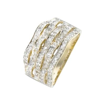 Goldring FIRETTI "Schmuck Geschenk Gold 333 Diamantring Wellen glitzernd" Gr. 17, gold (gelbgoldfarben, weißgoldfarben), Fingerringe, Damen, 17, 0,3 P3 = leicht erkennbare Einschlüsse, Diamanten Gelbgold 333, 3mm, Diamanten, Gelbgold 333, Goldring,...