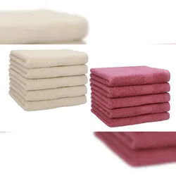 Betz 10 Stück Gästehandtücher PREMIUM 100% Baumwolle Gästetuch Set 30x50 cm sand und beere