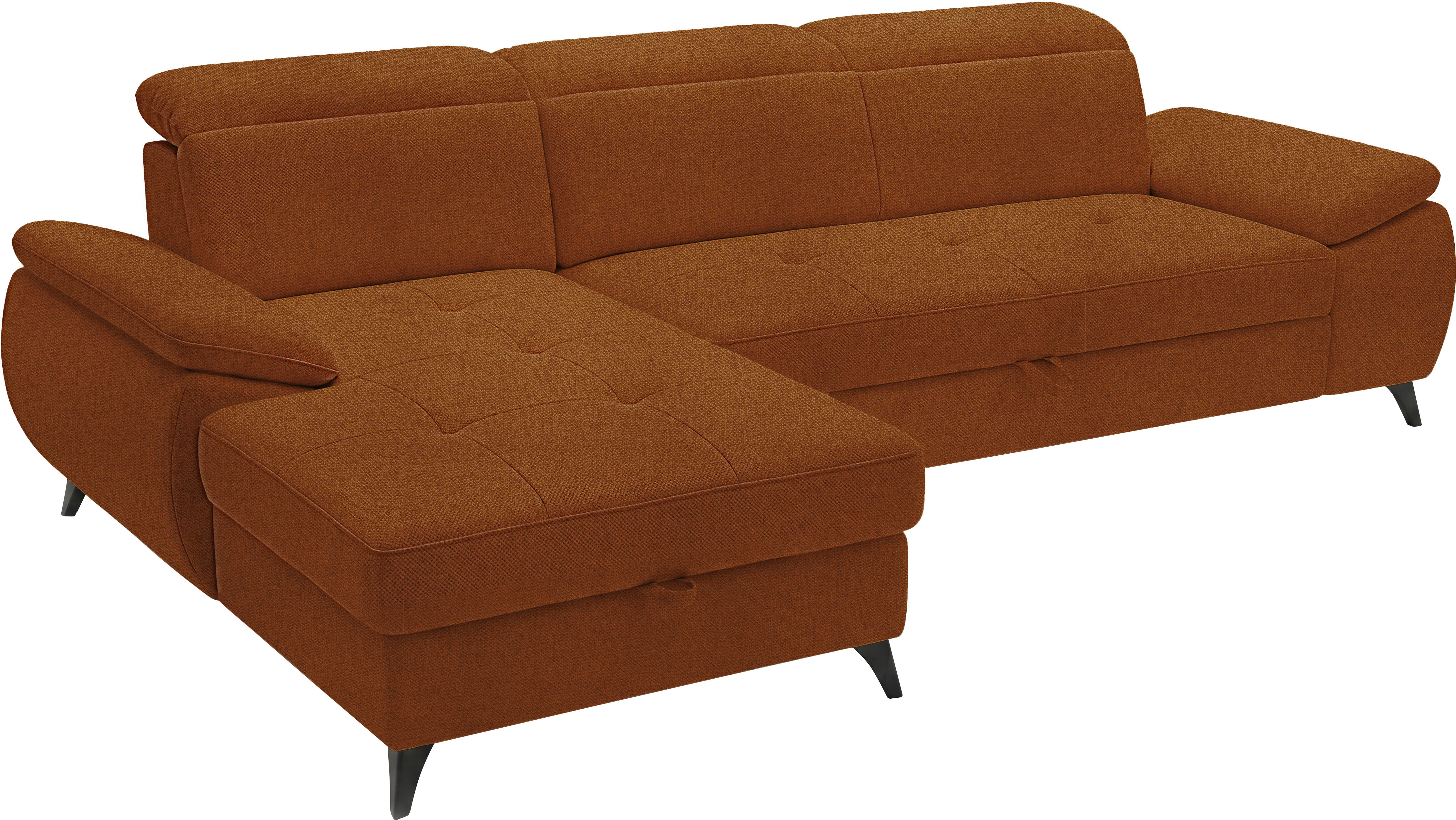 Ecksofa EXXPO - SOFA FASHION "TAOS bequem, komfortabel durch Kopfteilverstellung, Breite 281cm", orange (rust), B:281cm H:78cm T:166cm, Sofas, Ecksofa, inkl. Bettfunktion und Bettkasten,toller Sitzkomfort, Steppung im Sitz rust B/H/T: 281cm x 78cm x 166cm