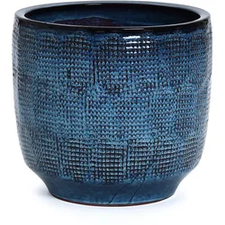 KERAMIK Blumentopf Groß, Round Übertöpfe Blau Ø40xH34 cm