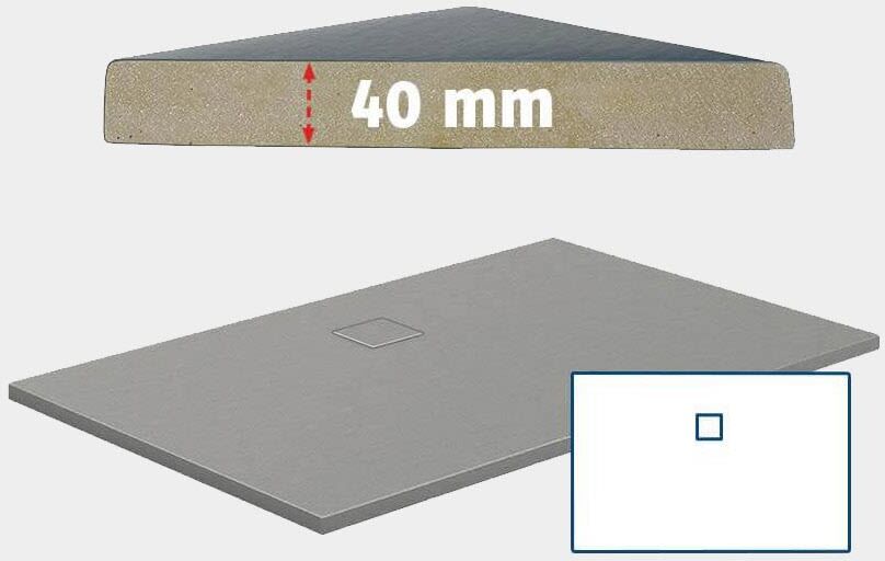 HSK Marmor-Polymer-Duschwanne Steinoptik 80 x 140 cm