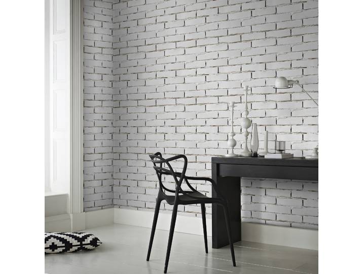Papier Peint Intissé Briquettes 1005 X 52cm Blanc