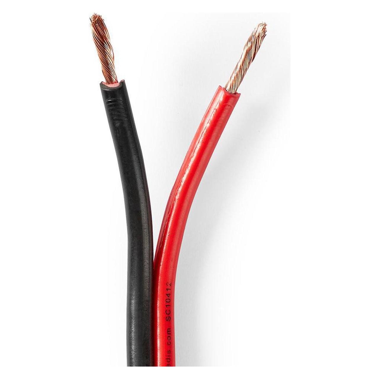 Nedis Lautsprecherkabel 2X 2.50 mm² CCA 100.0 m rund PVC Red / Schwarz Eingewickelt (100 m, 2.50 mm²) (CAGW2500BK1000)