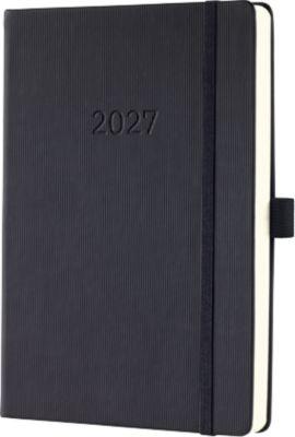 Sigel Tageskalender Conceptum 2027, A5, für 1 Jahr, 400 Seiten, 1 Tag/1 Seite, Stiftschlaufe, PU-Hardcover, schwarz