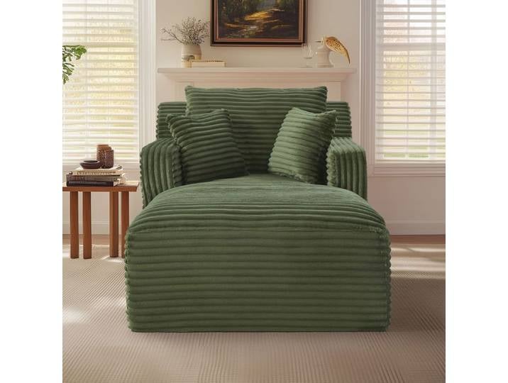 Canapé chaiselongue - SOGEU - Chaiselongue - Velours côtelé gris - Livré monté - Mousse haute densité