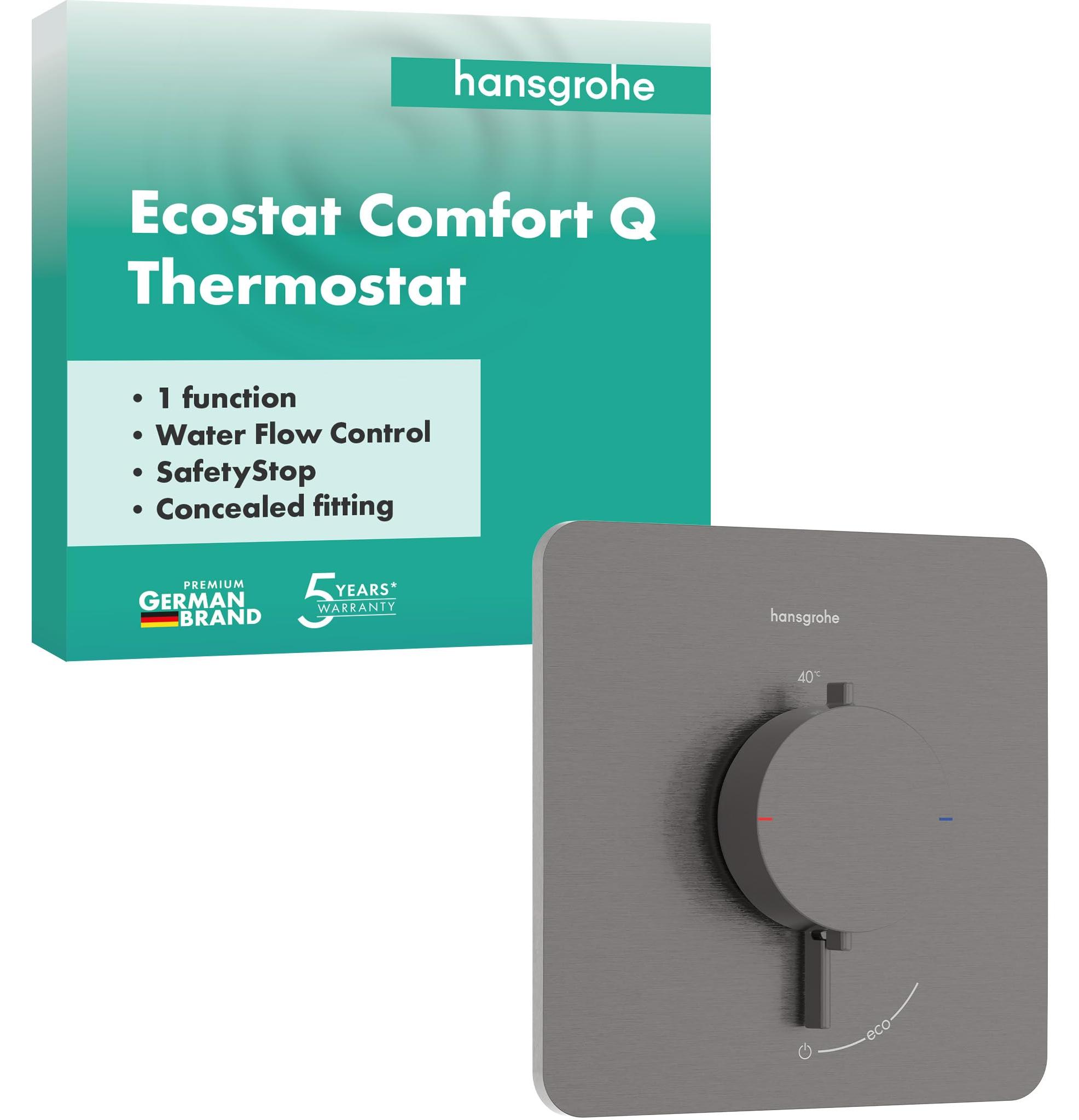 Unterputz-Thermostat Ecostat Comfort Q, 1 Verbraucher, gebürstetes Schwarzchrom