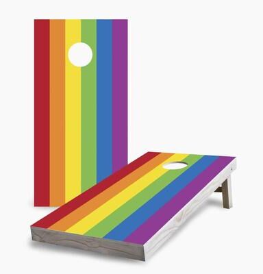 Skip's Garage Rainbow Pride Flag Regulation 2x4 Cornhole Game Set