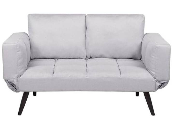 Beliani 2-Sitzer Schlafsofa Stoff hellgrau gepolstert gesteppt mit verstellbaren Armlehnen modern Brekke