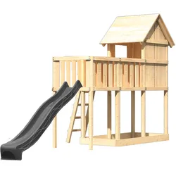 Akubi Stelzenhaus Frieda mit Wellenrutsche anthrazit und Anbauplattform