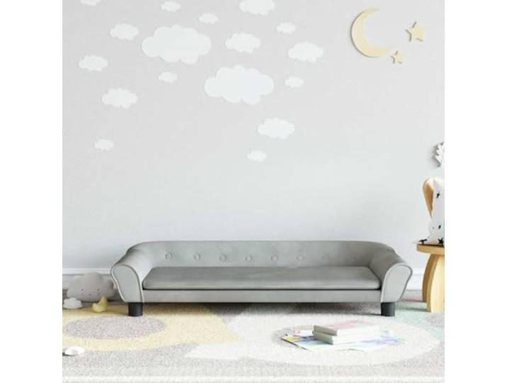 WXGTBKPR Kindersofa Hellgrau 100x50x26 cm Samt Kindercouch für Kleinkinder weich gepolstert