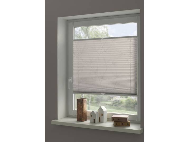 Plissee GARDINIA Dekor Bamboo Moonbeam grau , grau, B:40cm H:130cm, Obermaterial: 100% Polyester, Plissees, Plissee, Klemmträger mit Feststellschraube, blickdicht