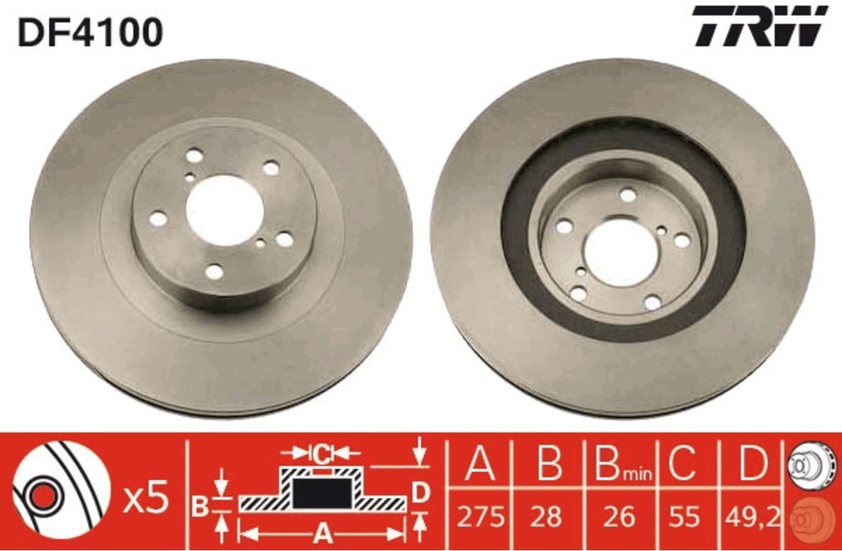 Bremsscheibe TRW DF4100 vorne, belüftet, 1 Stück